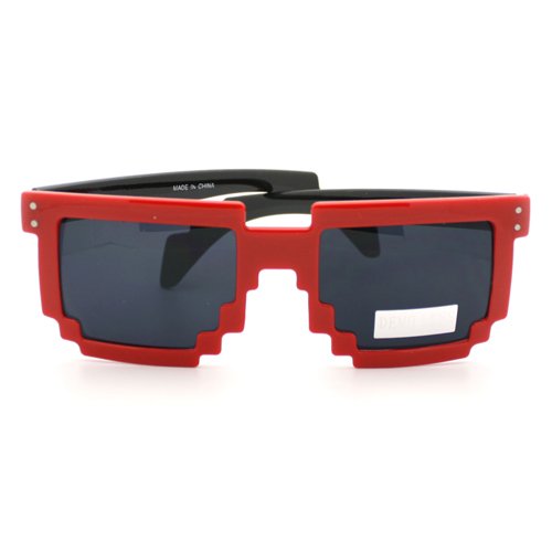 Red New Trendy Pixel Shape Wayfarer Sunglasses