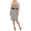 Limited Edition Plus Belted Houndstooth Strapless Dress - White/Black