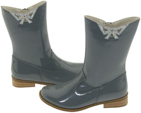Little Girls Gray Patent Cutout Sparkle Bow Round Toe Fashion Boots 1