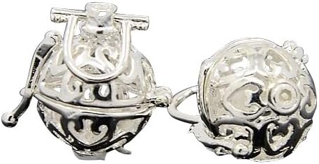 Pandahall 2 pcs 19x17x15mm Brass Hollow Round Cage Mexican Angel Caller Bola Harmony Ball Pendants Making, Silver