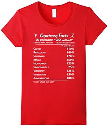 Women's Capricorn Zodiac Sign Astrology Nutrition Facts Funny TShirt Large Red