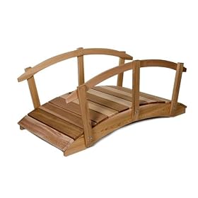 6' Western Red Cedar Wood Garden Bridge with Rails by visiondecor Furniture