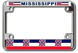 Mississippi MS State Flag Chrome Metal Motorcycle License Plate Frame