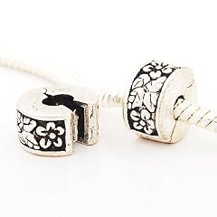 Andante-Stones 925 Silber Bead Clip Stopper mit Blumen Bl�tter Element Kugel f�r European Beads + Organzas�ckchen