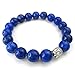 KONOV 10-12mm Natural Energy Stone Beads Gemstone Mens Womens Bracelet, Buddha Mala, Blue Silver