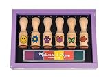 Melissa & Doug Deluxe Wooden Happy Handle Stamp Set