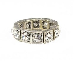 Ring - R36 - Swarovski (tm) Crystal Stretch - Square Style - Size Med ~ Clear