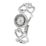 Geneva Platinum Heart Link Bracelet Watch