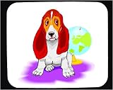 Mouse Pad with basset, hound, globe, dog