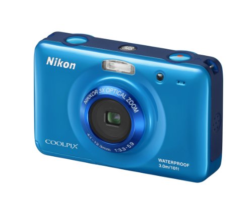 Nikon Coolpix S30 Digitalkamera (10 Megapixel, 3-fach opt. Zoom, 6,7 cm (2,7 Zoll) Display, bildstabilisiert, wasserdicht bis 3m) blau