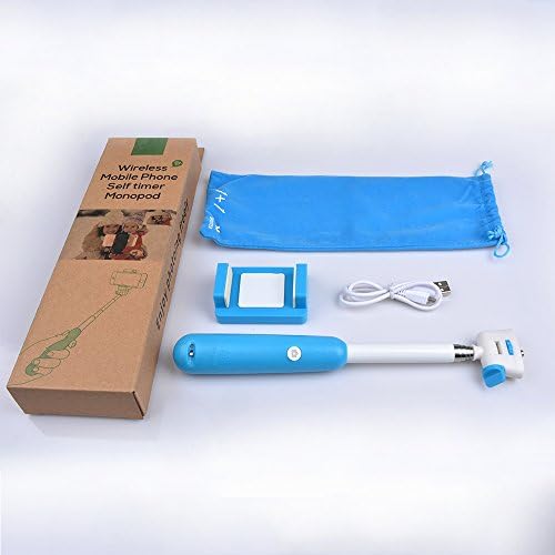 Godigi Upgraded Extendable Round Handheld Selfie Stick Bluetooth Wireless Monopod with Shutter Button for iPhone Samsung HTC Sony Mobile Phone (blue)