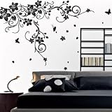 Sticker Mural Autocollant Fleur papillon Arbre 120*170cm