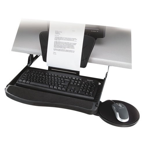 Kensington In-line Copyholder Underdesk Keyboard Drawer with Wrist Rest and Mouse Pad (K60068A)
