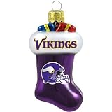 Minnesota Vikings Blown Glass Stocking Christmas Tree Ornament