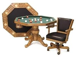 Imperial 3 in 1 Bumper Pool~Poker~Table Top with Oak Finish with 4 Chairs