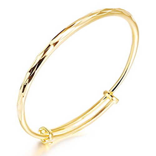 Girl Era Best Gift Fine Cut 18k Gold Polished Bangle Bracelet
