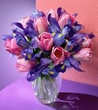 Iris and Pink Tulip Bouquet