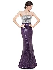 Strapless Floor Length Lace Sequined Natural   Waistline Mermaid Prom Dress 