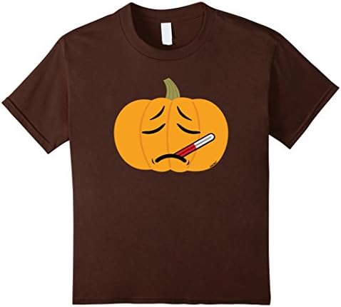Kids Pumpkin Sick Face Asian Emoji Halloween Thanksgiving T-Shirt 12 Brown
