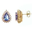 14K Yellow Gold Tanzanite and Diamond Earrings