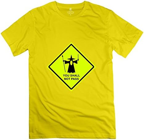 New Design Gandalf Shall Pass Warning Sign Tshirt - Male's T-shirts Yellow Size XXL