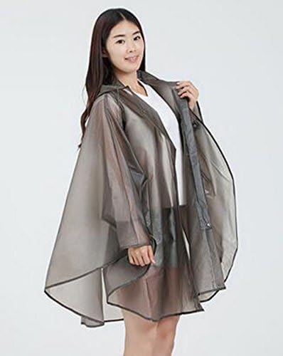 EVA Outdoor Trekking Adult Fashion Portable Transparent Raincoat Poncho Cape Female Cloak (black)