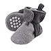 Luvable Friends Unisex Baby Cozy Fleece Booties, Heather Charcoal Heather Gray, 12-18 Months
