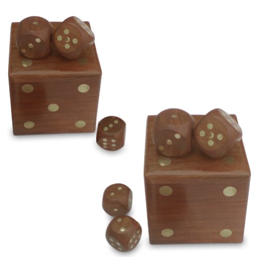 2 Handmade Wooden Dice Boxes With 5 Small Dices Inside In Each Box With Brass Enqraved (Free Shipping) Wbox0056