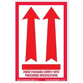 Arrow/Packages Comply With Prescribed Spec. Label 4" X 6", scl-835, 500 Per Roll