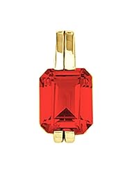 18K Yellow Gold Emerald Cut Chatham Created Ruby Pendant -- LIFETIME WARRANTY