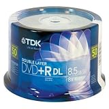 TDK Shiny Silver 8X 8.5GB DVD+R Double Layer DL Branded Media 50 Pack in Cake Box