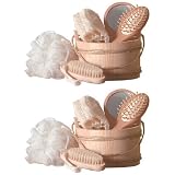 2 Rustic Bath Bathroom SPA Accessory Set w  Wood Bucket by Jed Mart