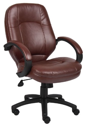 Executive Chair with Loop Arms Brown Leather Plus/Black Frame