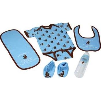 Set A Shopping Price Drop Alert For River's Edge 5-Piece Baby Onsey, Bib, Pad, Booties, and Bottle Combo Pack, Handsome Western Boy Design
