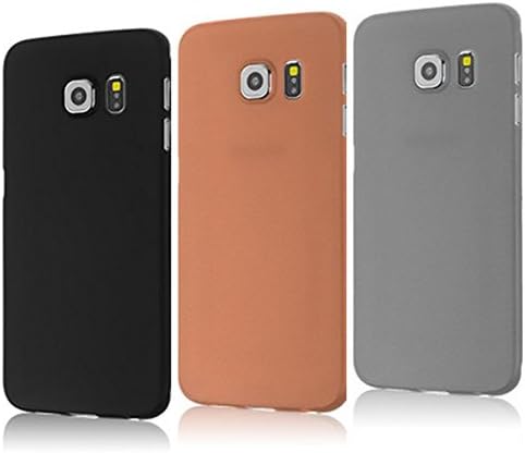 Galaxy S6 case, 3-Pack SquareTiger [ Slim &amp; Trim ] Protective Cover Matte Finish Strengthens Grip Dynamic Colored cell phone case (Samsung Galaxy S6, BLACK, ORANGE, GREY)