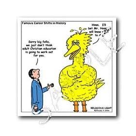 Rich Diesslins Funny Religious Light Cartoons - Big Bird Reject for Adult Christian Education - Iron on Heat Transfers