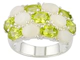3.15CTW PERIDOT AND 1.70CTW OPAL STERLING SILVER RING