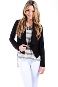 Casual Linen Blazer Wrap in Black