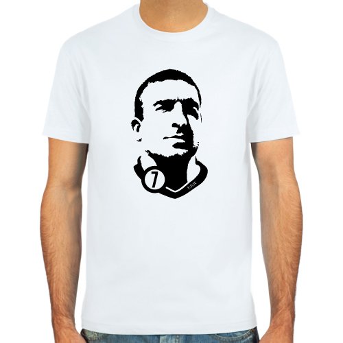 T-Shirt Eric Cantona ::: Farbauswahl: skyblue, sand, weiß oder deepred ::: Fußball-Kult
