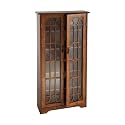 SEI Window Pane Wood Media Cabinet, Oak
