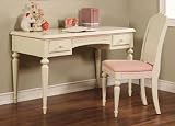 Doll House Writing Desk W/ Chr Set Antique White