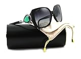 Bvlgari Oversized Stone Embellished Sunglasses - Black Pearl With Emerald Stone, Grey Gradient Lens