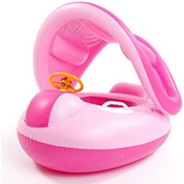 Kids Baby Swim Ring Float Seat Inflatable Toddler Swimming Pool Boat with Canopy