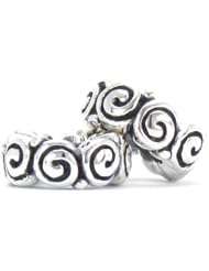 Set of 2 - Bella Fascini Curly-Q Swirl - Solid 925 Sterling Silver European Spacer Bead Charm - Compatible Brand Bracelets : Authentic Pandora, Chamilia, Moress, Troll, Ohm, Zable, Biagi, Kays Charmed Memories, Kohls, Persona & more!