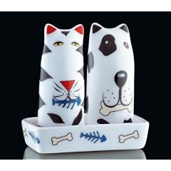 Cilio 105483 Pfeffer- und Salzstreuer im Set "Hund + Katze Knochen"