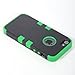 Masione™ Deluxe Hybrid High Impact Soft Silicone + Hard PC Case Cover for Apple iPhone 5S 5 5G with Screen Protector and Stylus (Black+Green)