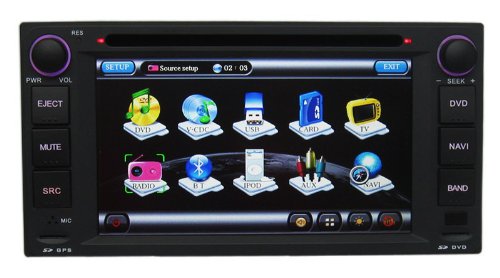For Toyota Matrix & Toyota Corolla EX & 2002-2006 Camry & 1996-2005 RAV4 & 2001-2007 Highlander & old Land Cruiser & FJ Cruiser & Hilux & Previa & Vits & Vela / In-Dash Car DVD GPS Navigation Player with HD Touch Screen Bluetooth RDS iPod (OEM Factory Style,Free Map)