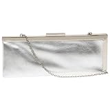 Calvin Klein Large Lux Metallic Clutch,Silver,one size