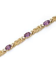 14k Yellow Gold Natural Amethyst And Diamond Tennis Bracelet