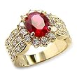Women's Rosette Ruby Color Cubic Zirconia Gold Tone Ring, Size: 5-10
